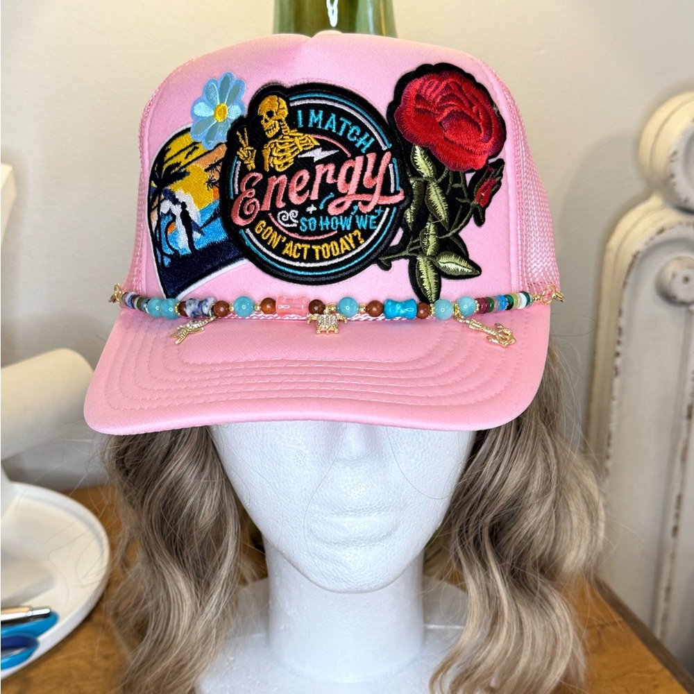 Embroidery Patch Pink Trucker Hat